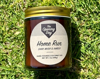 Dark Musk & Amber, “Home Run”, Opening Day, Baseball Candle, Baseball Player, Baseball Coach, Unique Gifts, Sports Gifts, Baseball Gifts