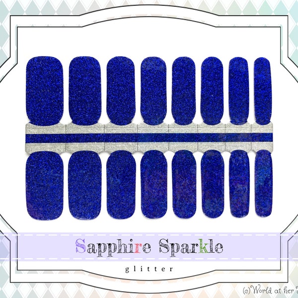 Sapphire Sparkle Nail Wraps - Sparkly Dark Blue Glitter Nail Decals, Self Adhesive Gel Manucure Nail Stickers, Nail Polish Strips for Women Sapphire Sparkle Blue Glitter Nail Decals, Self Adhesive Gel Manucure Nail Stickers, Nail Polish Strips for Women Sapphire Sparkle Nail