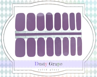 Dusty Grape Nail Wraps - Solid Opaque Real Nail Polish Strips, Pale Purple Gloss Nail Decals, Modern Gel Manicure Nail Stickers