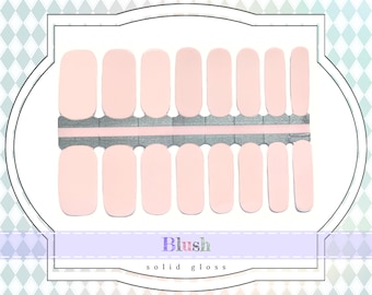 Blush Pink Nail Wraps - Solid Opaque Real Nail Polish Strips, Soft Shell Pink Gloss Nail Decals, Gel Manicure Nail Stickers; Wedding Nails