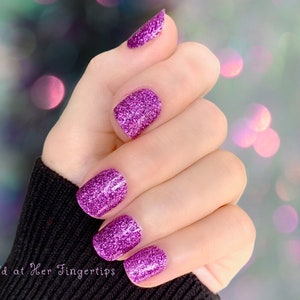 Sugarplum Sparkle Nail Wraps - Warm Purple Glitter Nail Decals, Self Adhesive Gel Manicure Nail Stickers, Real Nail Polish Strips for Women