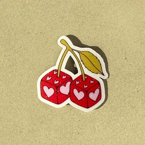 Cherry Coquette Sticker | Cute Valentine’s Cherry Dice Stickers | Valentine’s Day Decor | Sparkly Stickers | Gift for Girlfriend