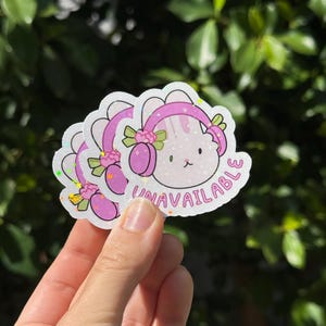 Coquette Bunny Holographic Sticker – Cute Kawaii Bunny Vinyl Sticker for Laptop, Water Bottle, or Journal