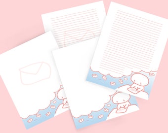 Cute letter paper printable PDF, printable letter stationery, kawaii paper  stationery, letter paper, pink mail lined and unlined paper