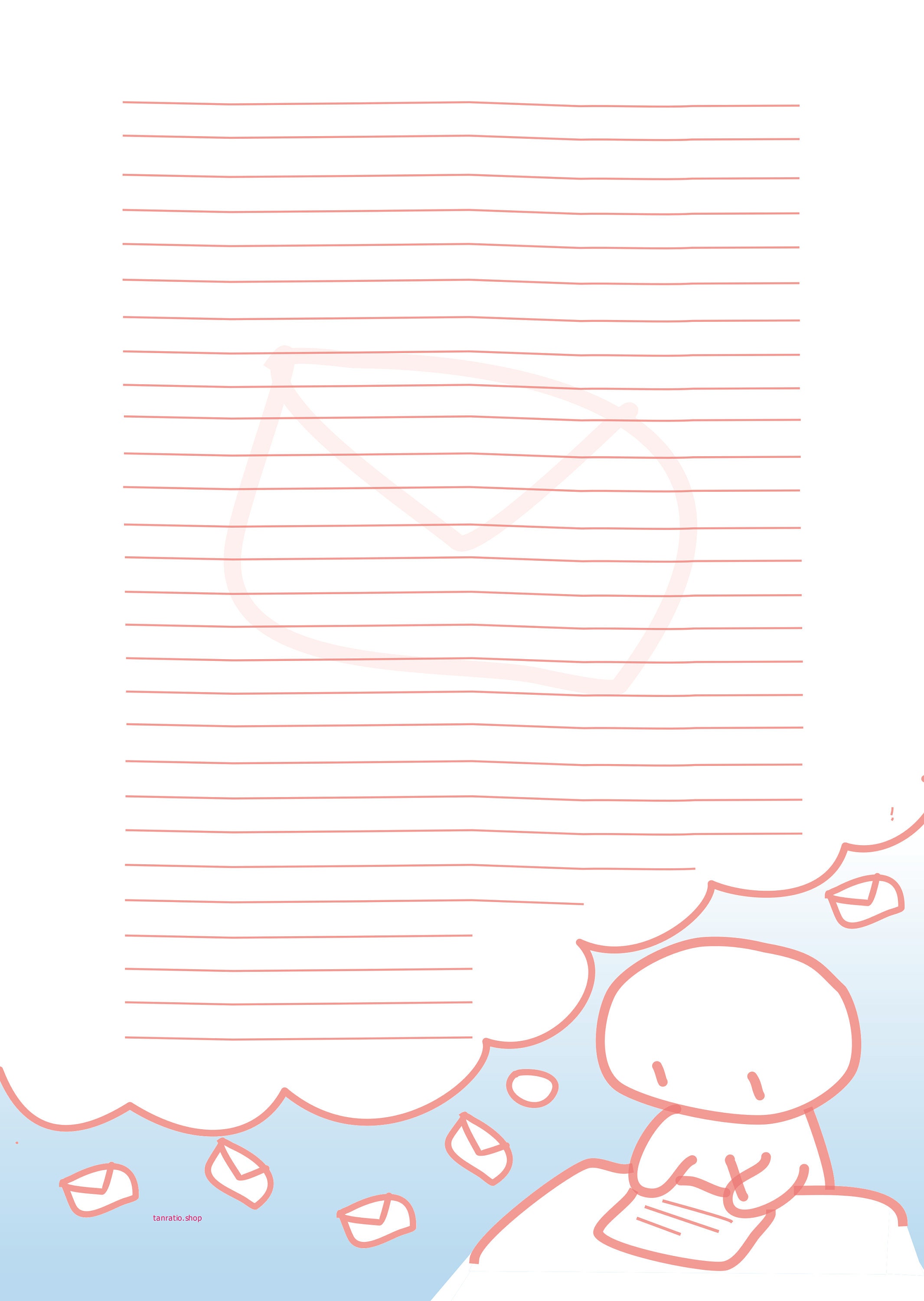 Cute Letter Paper Printable PDF, Printable Letter Stationery, Kawaii Cute Letter Paper Printable PDF, Printable Letter Stationery, Kawaii