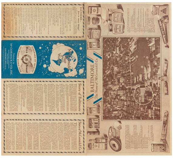 Original 1930 Pictorial Map - Mccormick's Spice Map of the World