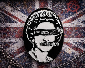 God Save the Queen Punk Enamel Pin 70s UK Punk Rock Badge Collectible