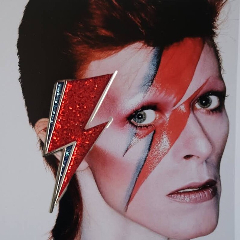 Punk Enamel Pins David Bowie Ziggy Stardust Lightening Bolt includes