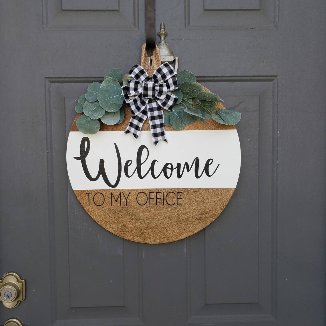 To My Office Front Door Wreath Wooden Door Sign Etsy