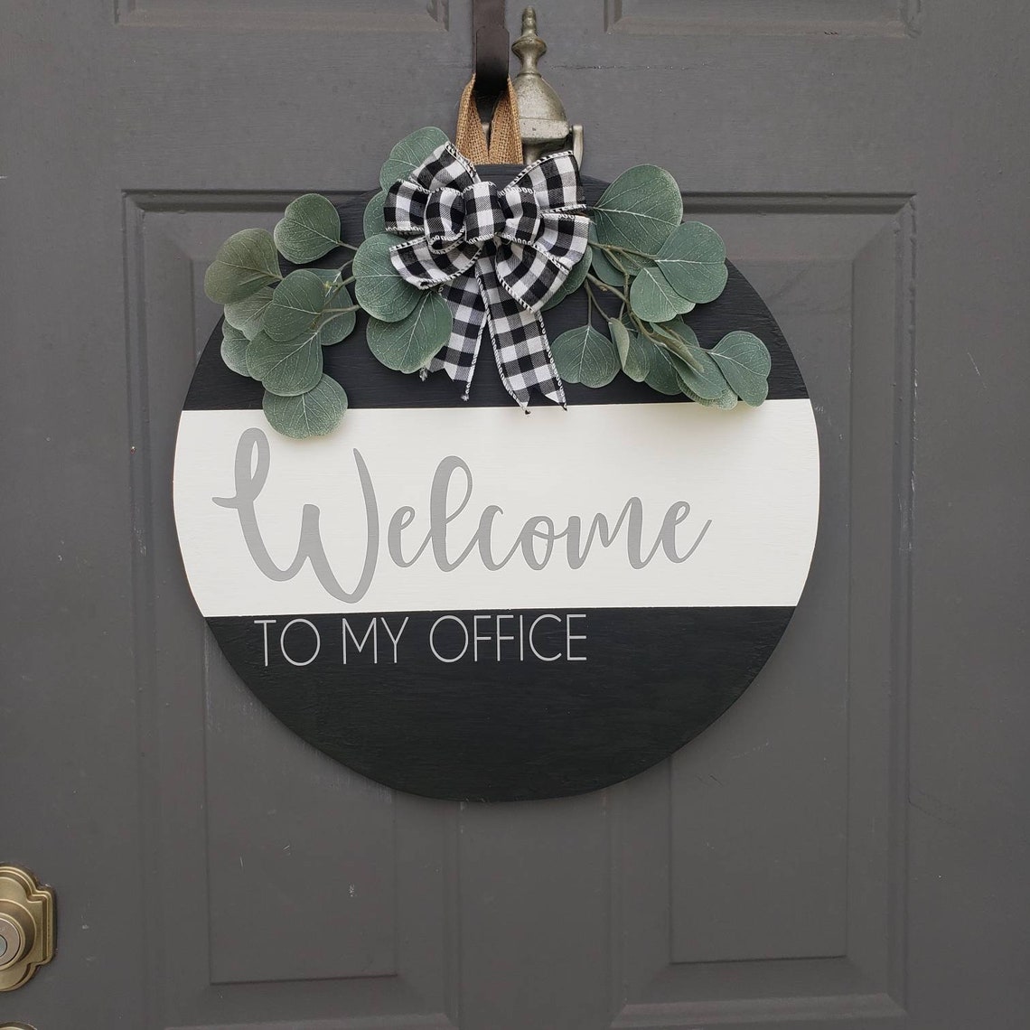 To My Office Front Door Wreath Wooden Door Sign Etsy