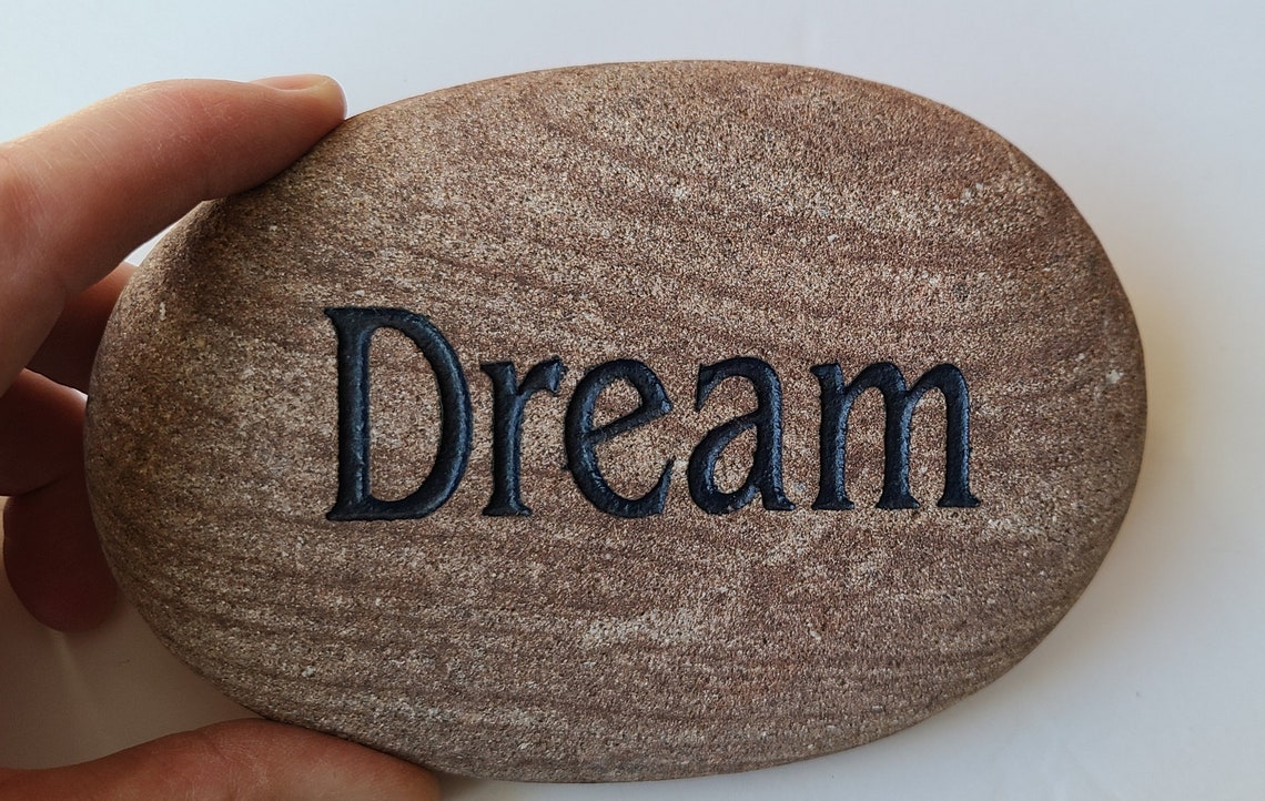 DREAM Engraved Word Stone Small Decorative Etsy