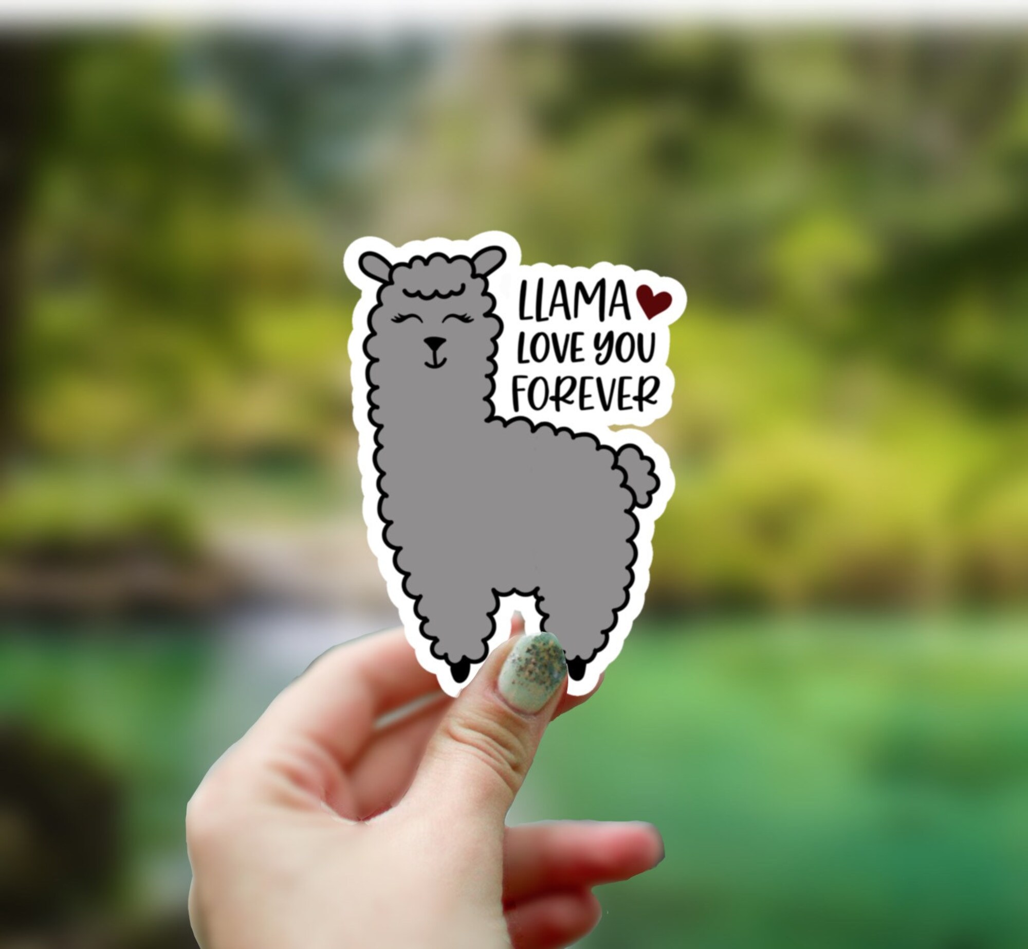 Discover Funny Llama Love You Sticker, Waterproof Sticker