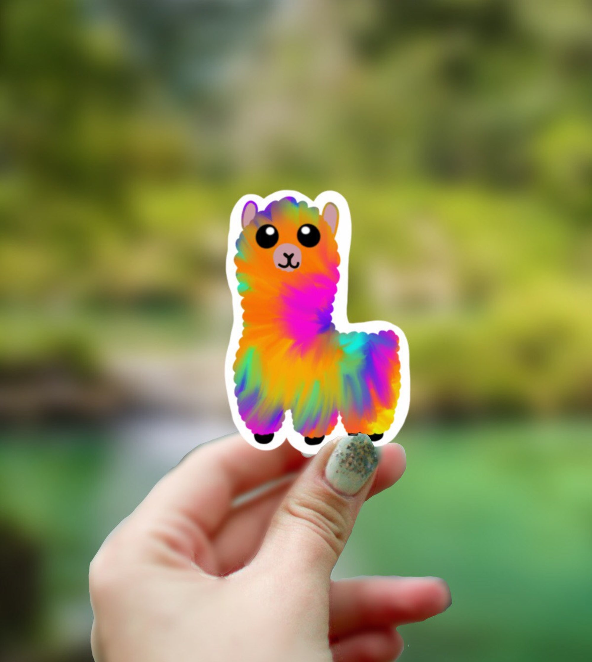 Discover Tie Dye Llama Sticker, Waterproof Sticker