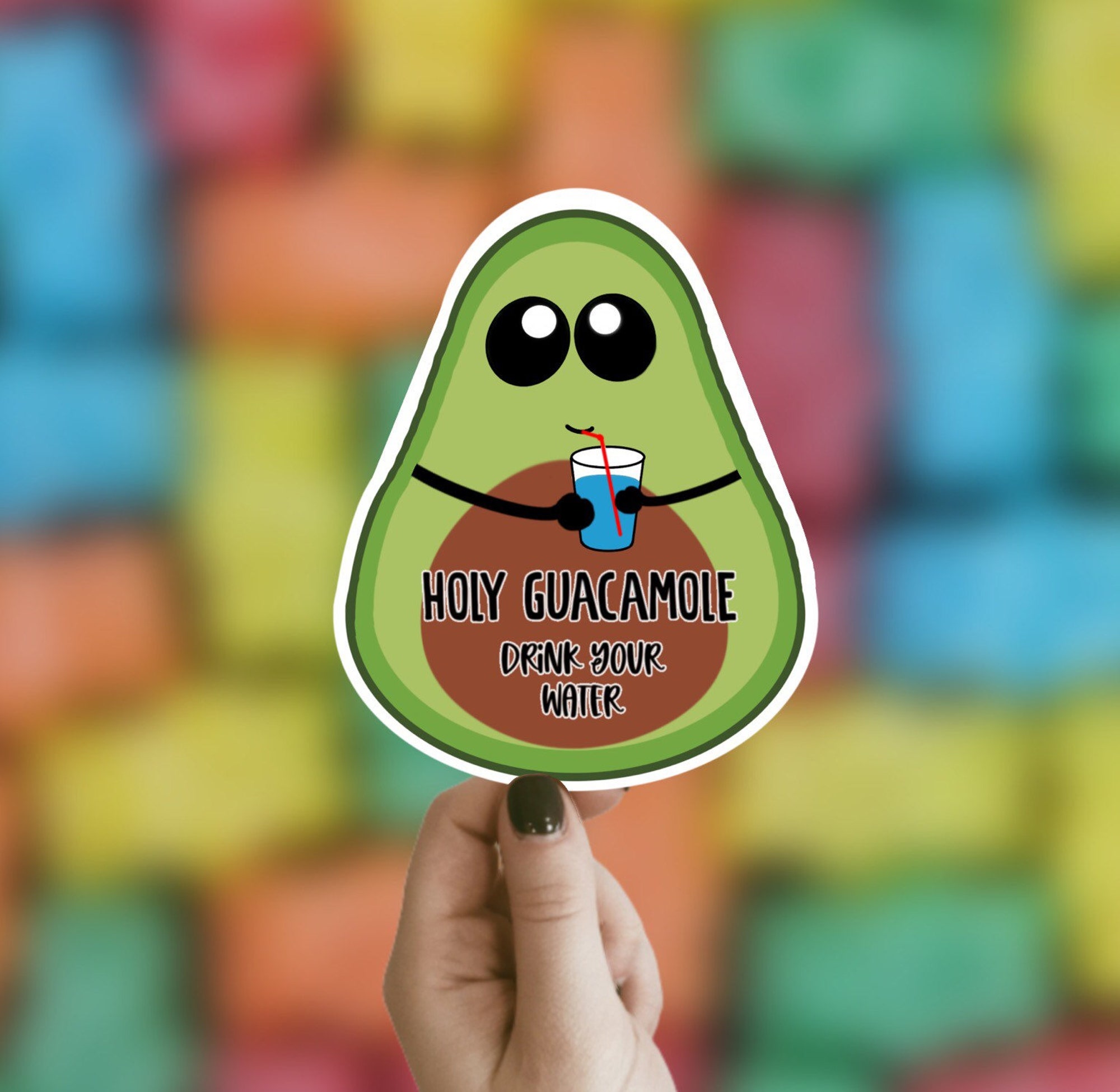 Avocado Sticker | Drink Your Water Sticker, Waterproof Sticker