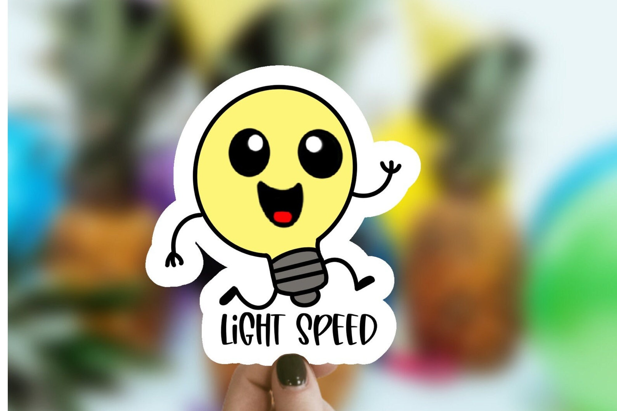 Discover Funny Light Bulb Sticker, Waterproof Sticker
