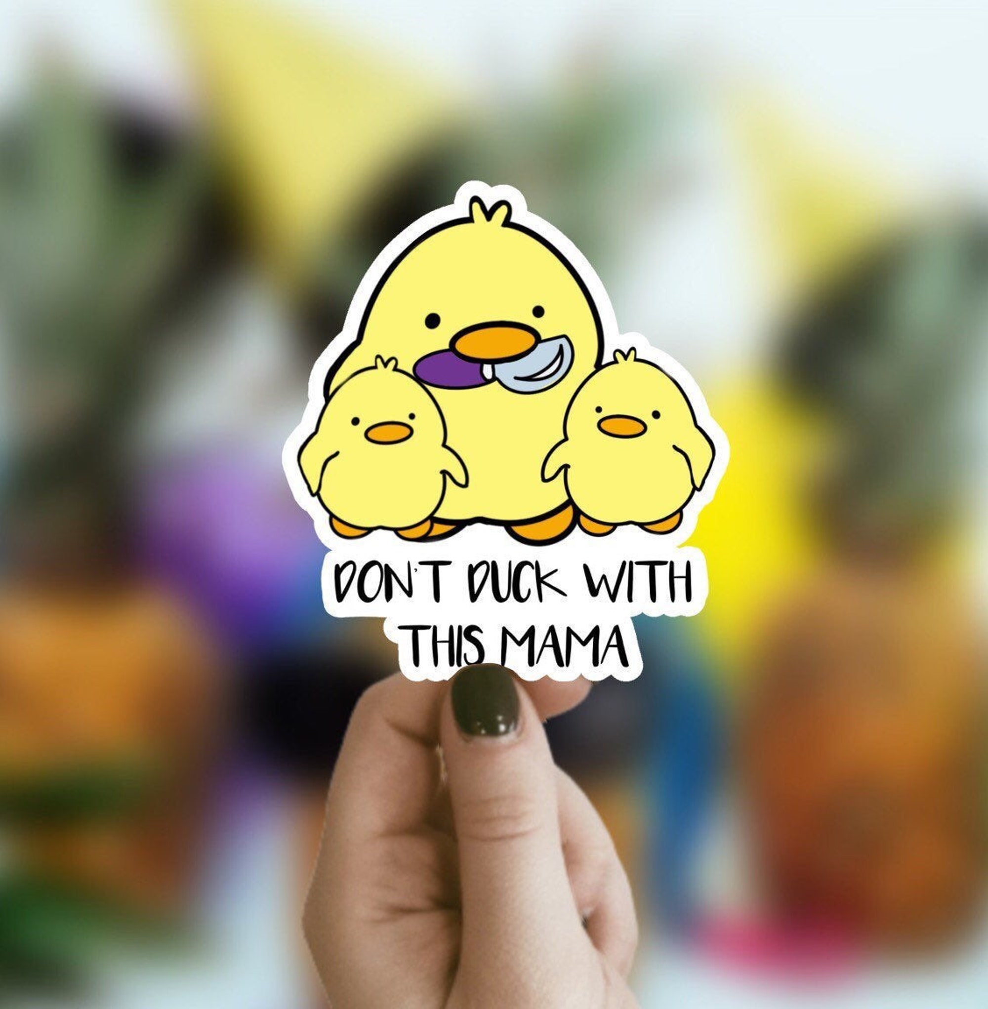 Discover Funny Duck Mama Sticker, Waterproof Sticker, Cute Duck Sticker, Laptop Sticker