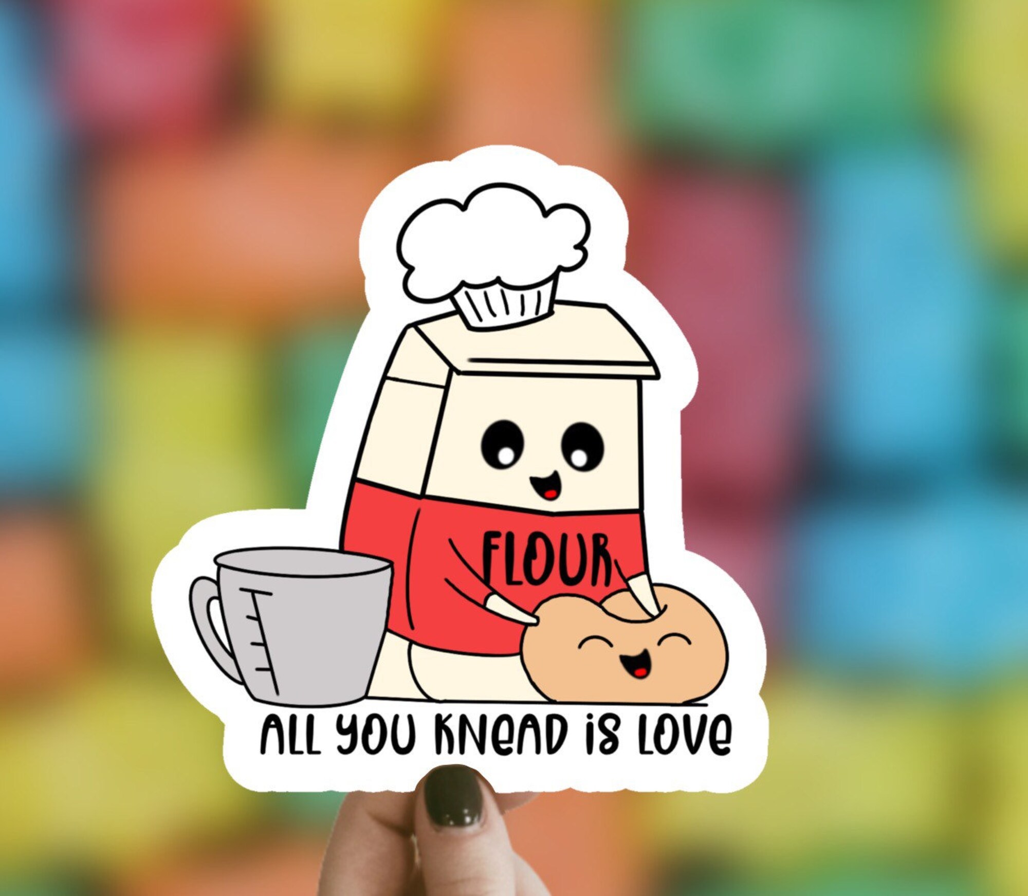 Funny Cute Flour Sticker, Waterproof Sticker