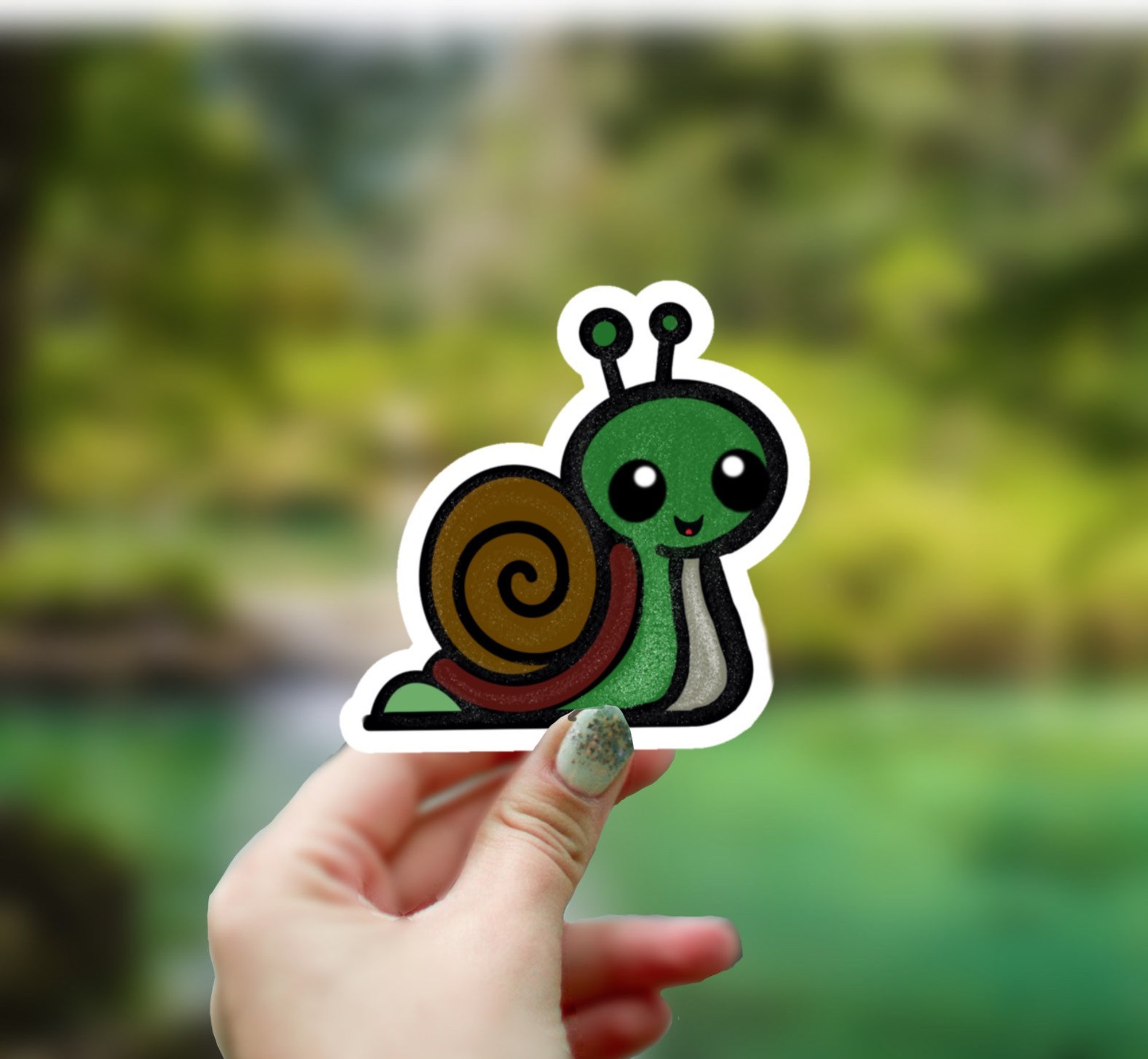 Discover Cute Snail Sticker, Waterproof Sticker