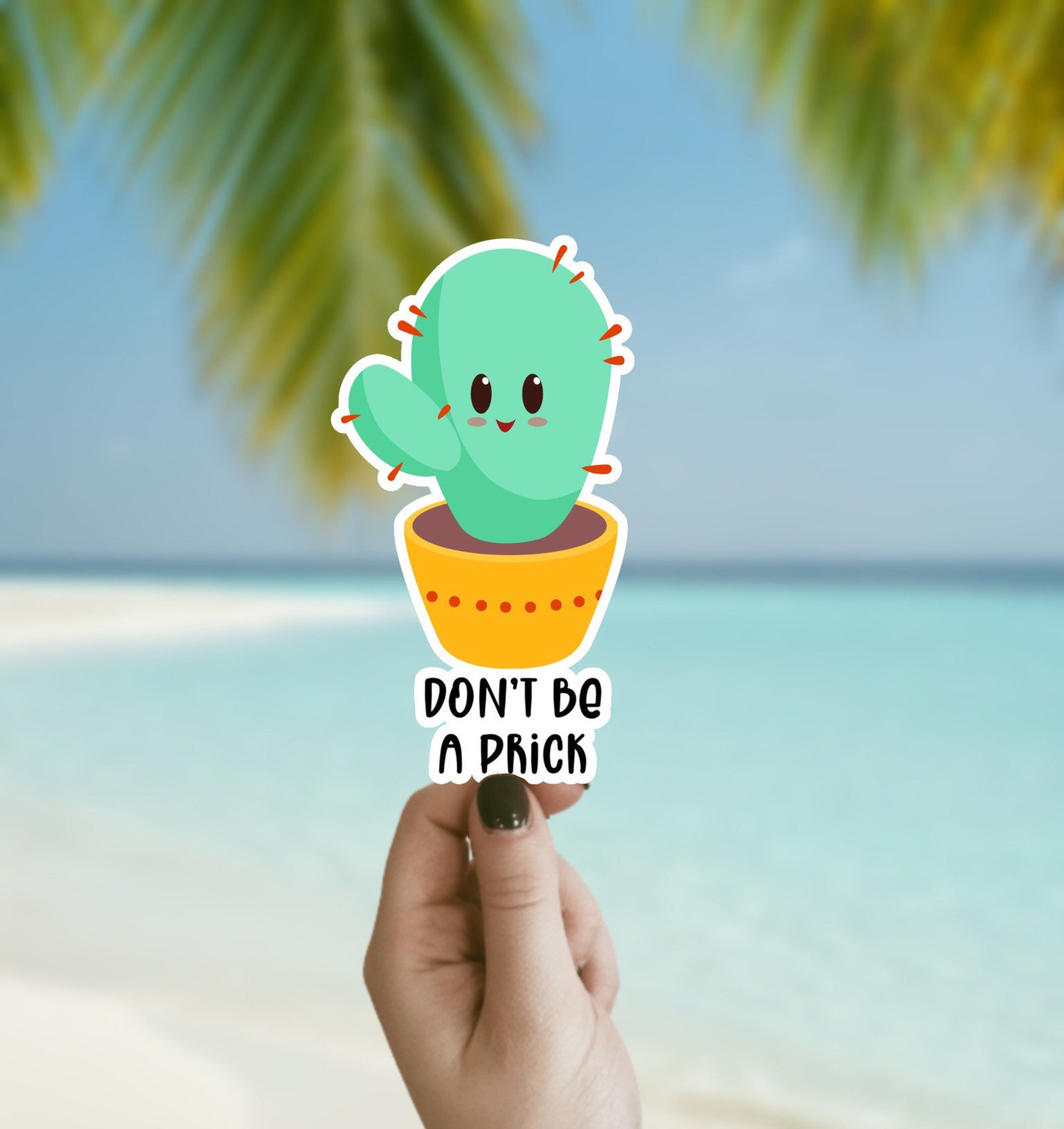 Discover Funny Cactus Sticker, Waterproof Sticker