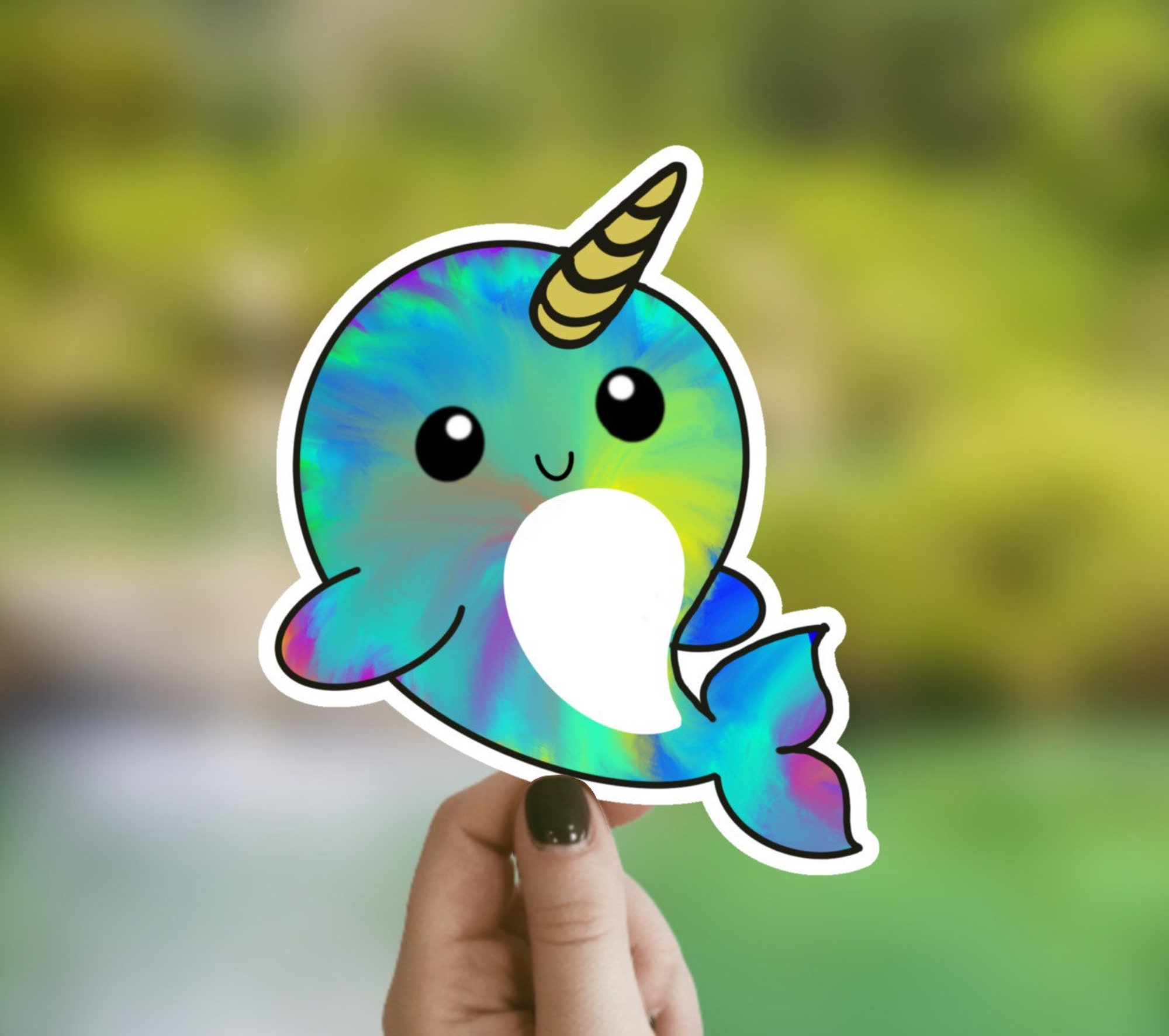 Discover Cute Narwhal Sticker, Waterproof Sticker