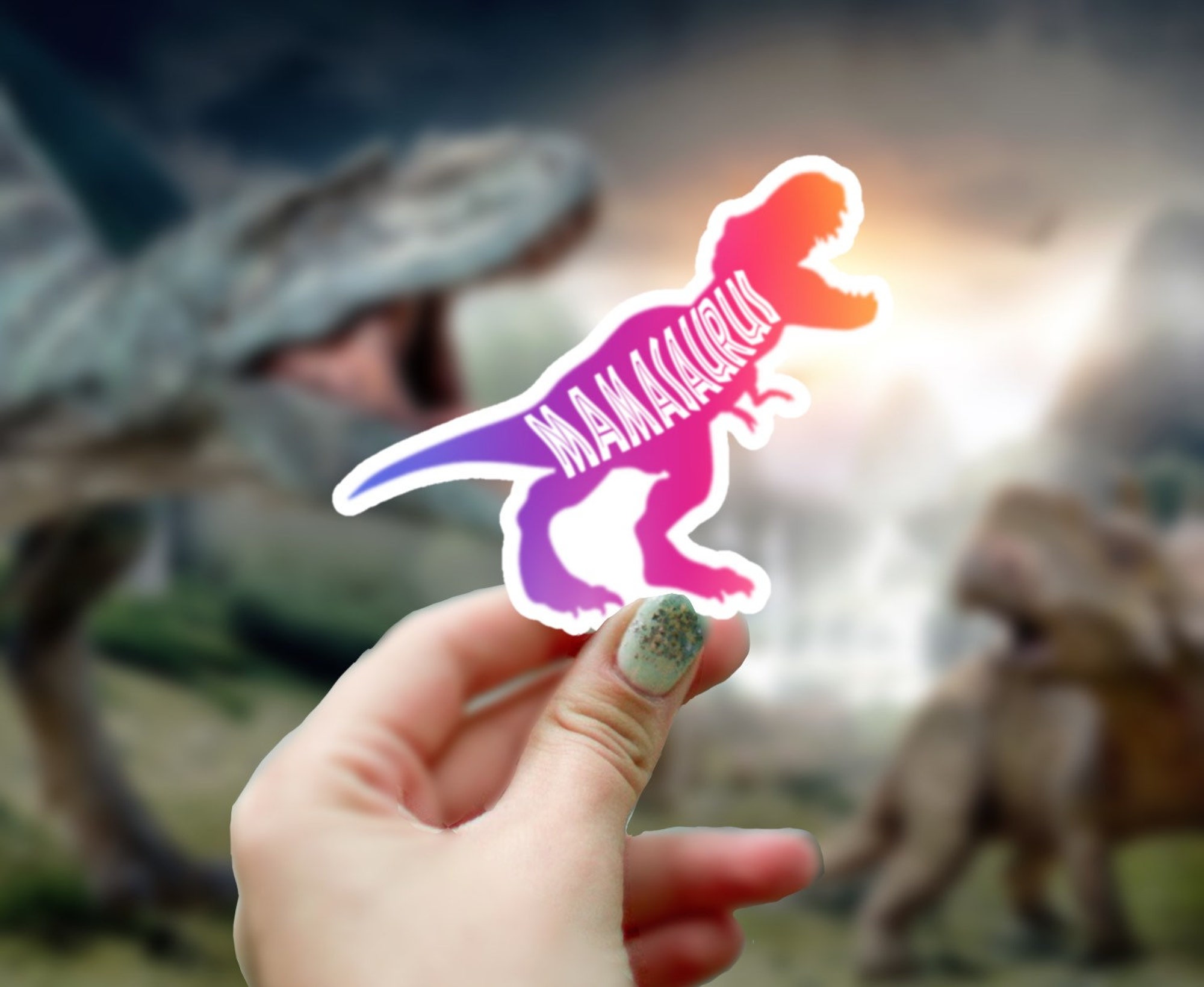 Mamasaurus Sticker, Waterproof Sticker