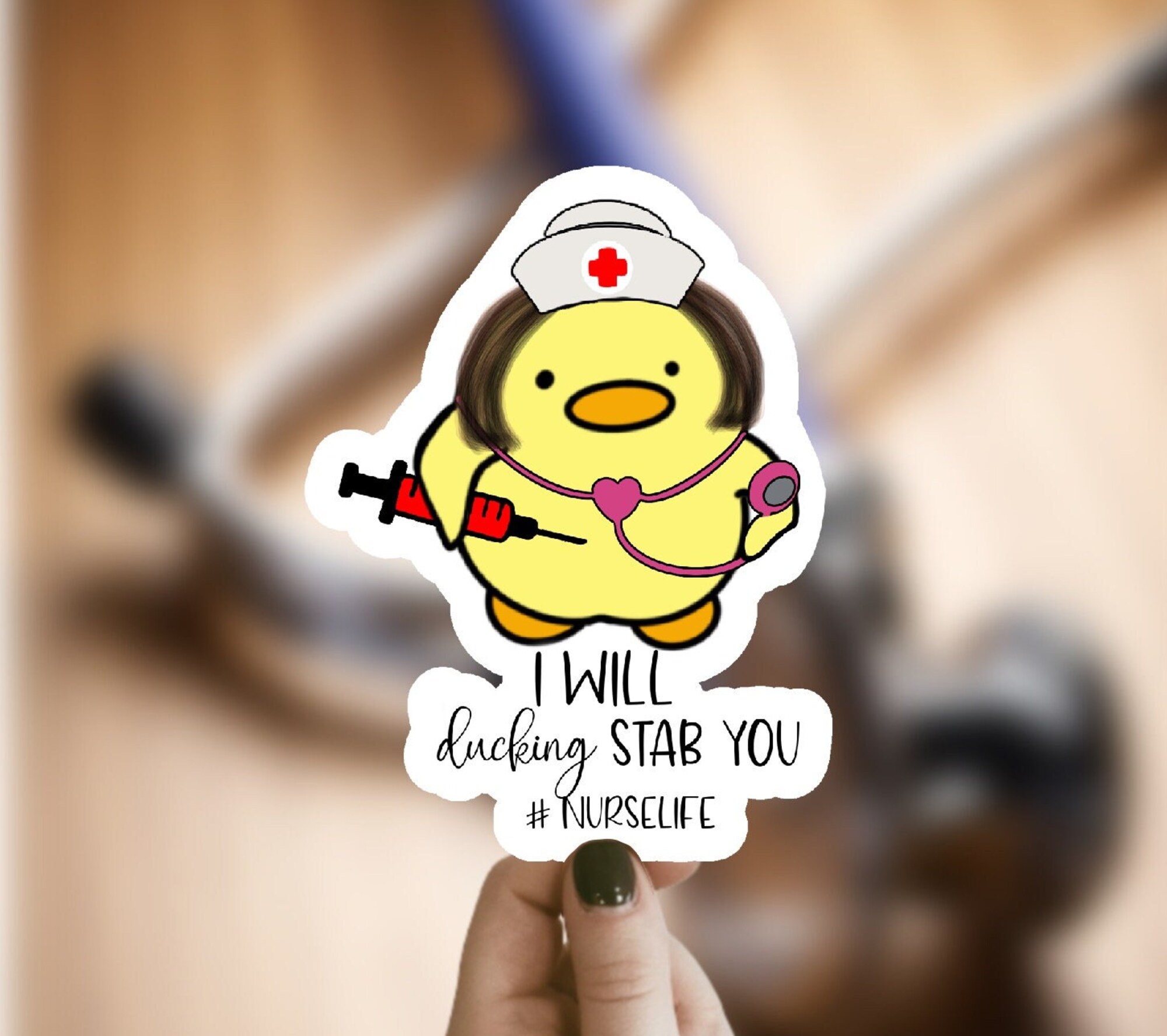 Discover Funny Nurse Duck Sticker, Waterproof Sticker, Cute Duck Sticker, Laptop Sticker