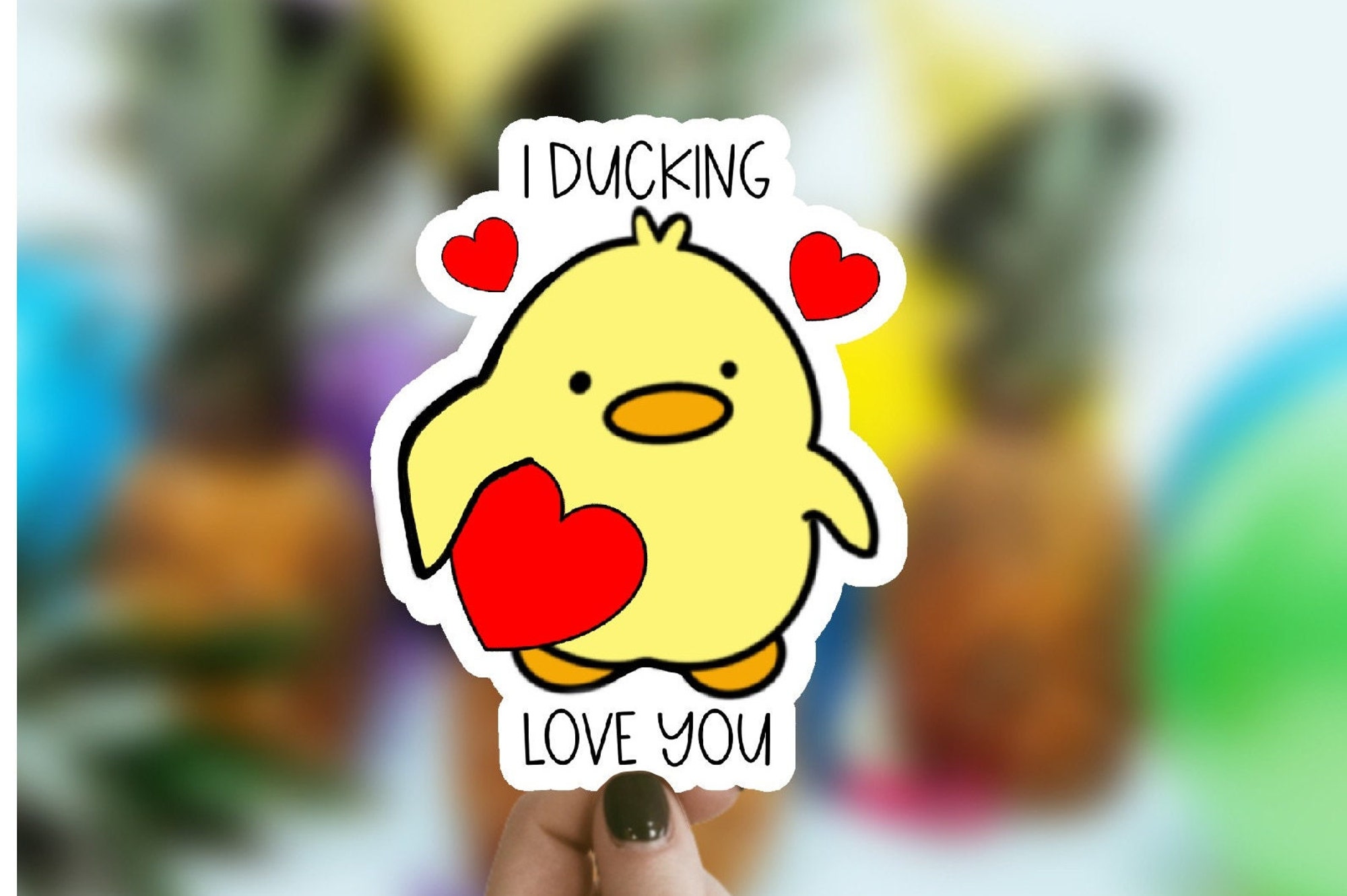 Discover Funny Duck love sticker Waterproof Sticker Cute Duck Sticker