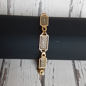 Vintage Jewelry Damascene Bracelet, 24K gold inlay 7.5 image 1