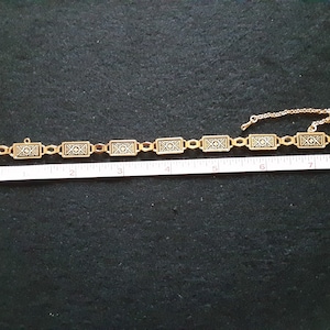 Vintage Jewelry Damascene Bracelet, 24K gold inlay 7.5 image 4