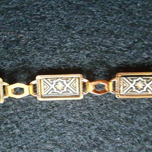 Vintage Jewelry Damascene Bracelet, 24K gold inlay 7.5 image 3