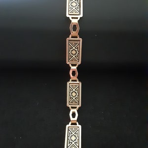 Vintage Jewelry Damascene Bracelet, 24K gold inlay 7.5 image 2