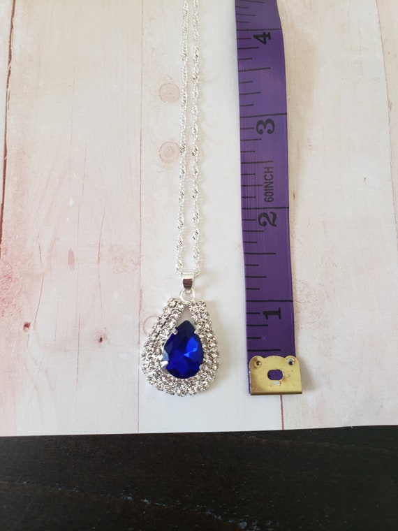 Vintage 925 Sterling Silver Faux Sapphire Pendant… - image 4