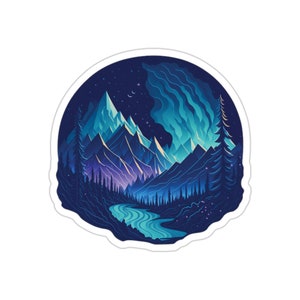 The Arctic Phenomenon Sticker Our Northern Lights Sticker Captures the Mesmerizing Beauty of Aurora Borealis Landscape A Polar Night