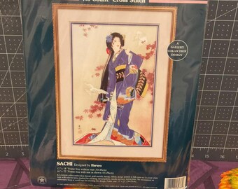 Kit de punto de cruz vintage Sachi No Count – Colección Sunset Gallery – Diseño de Haruyo – Nuevo y sellado