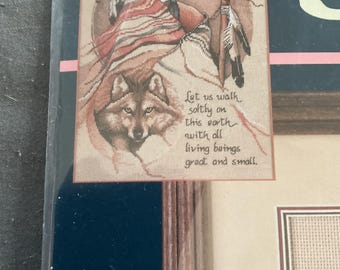 Kit de punto de cruz "Wolf Robe" de Sunset Dimensions n.° 12664, 10 x 14, sellado, 1999