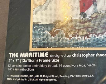 Dimensiones «El Marítimo» Kit de punto de cruz contado 6679 – 5x7 – Sellado Vintage
