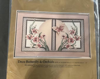 Algo especial “Deco Butterfly & Orchids” Kit de punto de cruz contado n.° 50376 22x12 Sellado
