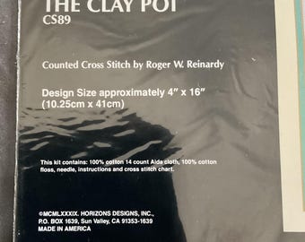 Vintage 1989 Dimensions “The Clay Pot” Counted Cross Stitch Kit by Roger W. Reinardy 4x16 – Sealed