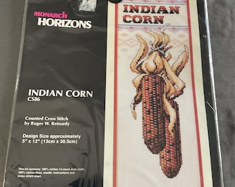 Vintage 1989 Horizons “Indian Corn” Counted Cross Stitch Kit by Roger W. Reinardy 5x12 – Sealed