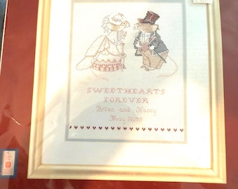 Kit de punto de cruz de muestrario de bodas vintage: Needle Treasures "Felices para siempre" (1991)