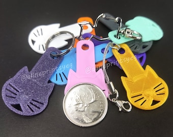 3 Pack Cute Cat Shaped Quarter Shopping Cart Key, Coin Replacement, Cat Keychain, Aldi Cart Key, Quarter Key, Free Shipping Canada