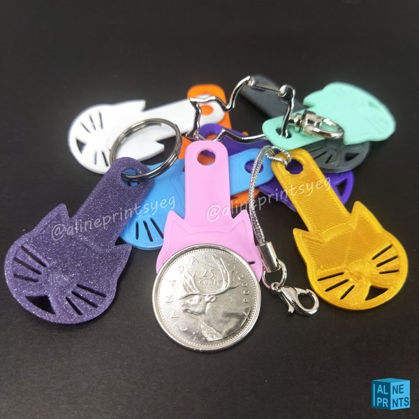 3 Pack Cute Cat Shaped Quarter Shopping Cart Key, Coin Replacement, Cat Keychain, Aldi Cart Key, Quarter Key, Free Shipping Canada