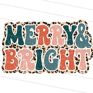 2 Design  Retro Leopard Merry and Bright png, Leopard Print Christmas PNG, Cheetah Christmas Shirt Design, Digital Download, Cut Files