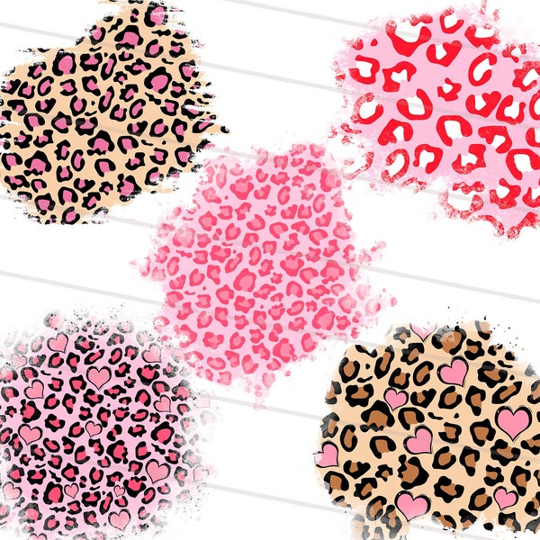 Leopard Valentine Patches PNG, Distressed Valentine's Day Patches Sublimation Design, Cheetah Print Valentine Sleeve Design Png Sublimate