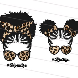Afro Leopard Mom Life png, Afro Kid Life sublimation download, Mom and Daughter sublimation designs downloads mama png, Messy bun sweatshirt