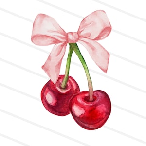 Cherry Bow Png, Bow Png, Aesthetic Png, Ribbon Trend, Valentine Png, Coquette Design, Digital Download, Sublimation Design, Trendy Design