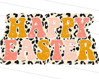 Leopard Happy Easter PNG, Easter Sublimation Design Download, Groovy Easter png design, Retro Easter png, Leopard Easter Day png