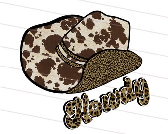 2 Design Howdy png, Western png, Howdy Sublimation Designs, Retro png, leopard Cowboy hat png, Instant Digital Download, Leopard Clipart