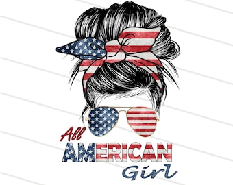 Retro USA-flagga amerikansk flicka PNG, patriotisk mamma PNG, 4 juli PNG, amerikansk bulle PNG, nedladdningar av amerikansk sublimeringsdesign