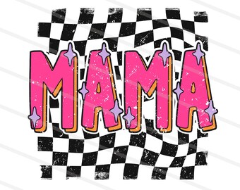 Retro Checkered Mama PNG, Distressed Checkerboard Mom Shirt Design, Trendy Mom Life Digital File, Cool Mom PNG, Summer Mama Sublimation